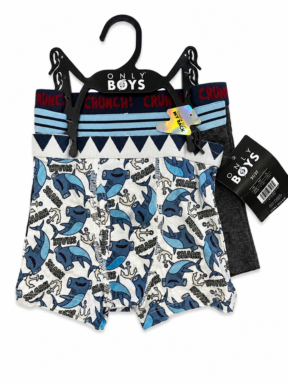 Only Boys Boxer Briefs 3T NWT Shark Print Underwear Set of 3